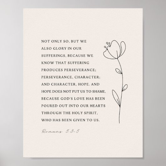 Romans 5:3-5 Bible Verse ポスター (正面)