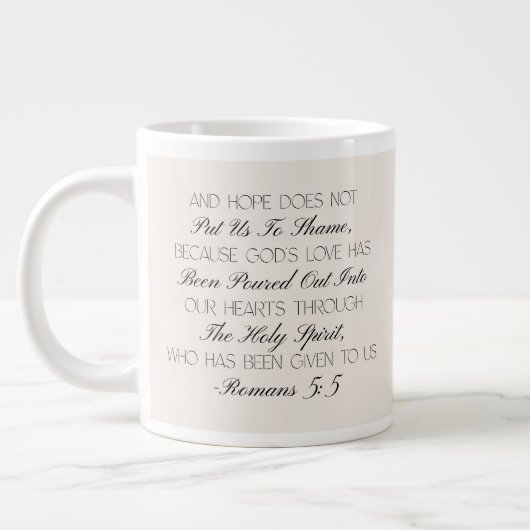 Romans 5:5 Hope Bible Verse Mug  ジャンボコーヒーマグカップ (左)