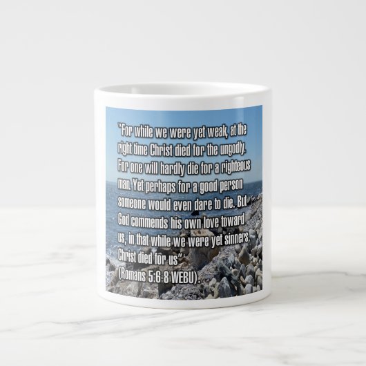 Romans 5:6-8 WEBU Mug ジャンボコーヒーマグカップ (正面)