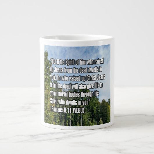 Romans 8:11 WEBU Mug ジャンボコーヒーマグカップ (正面)