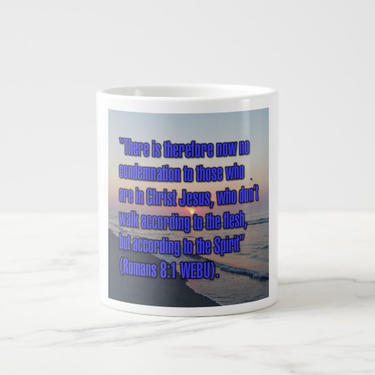 Romans 8:1 WEBU Mug ジャンボコーヒーマグカップ (正面)