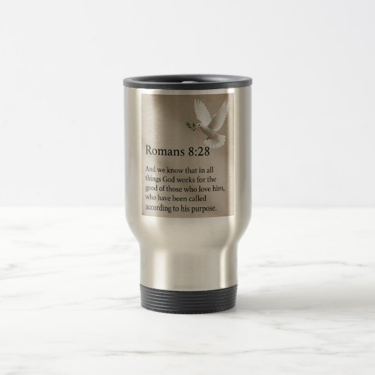 Romans 8:28 Bible Verse Travel Mug トラベルマグ (中央)