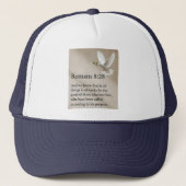 Romans 8:28 Bible Verse Trucker Hat キャップ (正面)