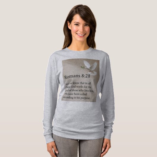 Romans 8:28 Bible Verse Women's Long Sleeve Tee Tシャツ (正面フル)