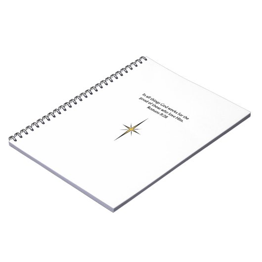 Romans 8:28 Christian Journal | Scripture Notebook ノートブック (左側)