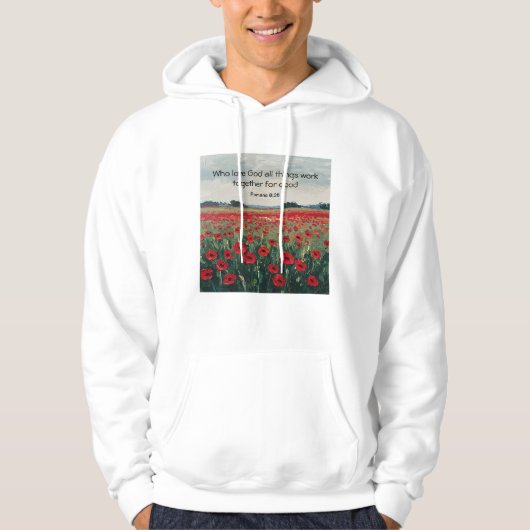 Romans 8:28 Christian Men's Hoodie パーカ (正面)