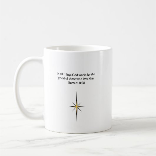 Romans 8:28 Christian Mug | Encouragement Gift コーヒーマグカップ (左)