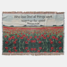 Romans 8:28 Christian Throw Blanket スローブランケット