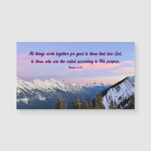 Romans 8:28 Mountain Sunset Photography Magnet (正面)