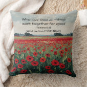 Romans 8:28 Personalized Christian Throw Pillow クッション (ブランケット)