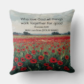 Romans 8:28 Personalized Christian Throw Pillow クッション (裏面)
