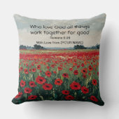 Romans 8:28 Personalized Christian Throw Pillow クッション (正面)