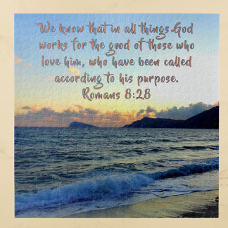 Romans 8:28 Soothing Bible Verse And Beach  ジグソーパズル