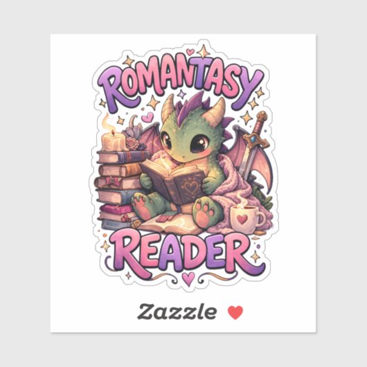 Romantasy Dragon Reader Custom-Cut Vinyl Sticker シール (シート)