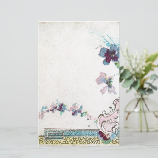 ROMANTCAエレガi̇ントウェディングフラワーパンジーホワイト 便箋 (スタンド正面)