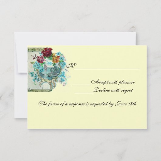 ROMANTCA 3i̇フローラ結婚のMONOGRAM RSVP,metallic 出欠カード (裏面)