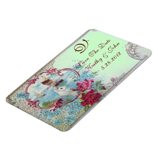 ROMANTCA MONOGRAM,Save The Date,GREEN マグネット (左側)