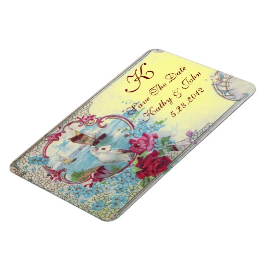 ROMANTCA MONOGRAM, Save the Date, Yellow マグネット (左側)