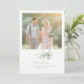 Romantic エレガント Greenery結婚 Thank You Photo サンキューカード (スタンド正面)
