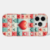 Romantic 3D Red Heart Phone Case - Pastel Mosaic  Case-Mate iPhoneケース (裏面 (横))