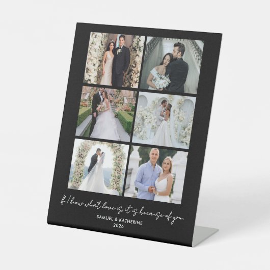 Romantic 6 Photo Collage Valentine’s Day Black 台座サイン (正面)