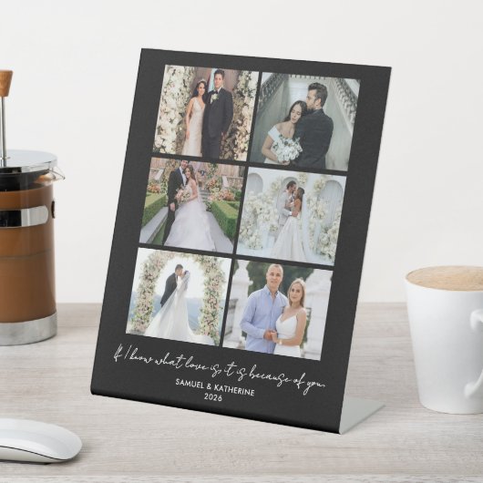 Romantic 6 Photo Collage Valentine’s Day Black 台座サイン (インサイチュ)