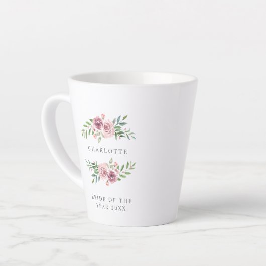 Romantic and Delicate Pink Garland for Bride カフェラテマグ (左アングル)