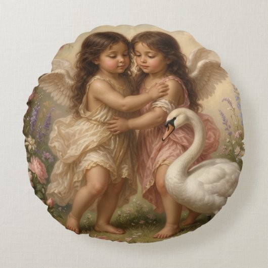 romantic angel throw pillow || nursery decor  ラウンドクッション (正面)