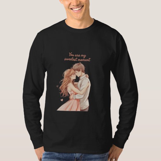 Romantic Anime Couple - Sweet Valentine Moment Tシャツ (正面)