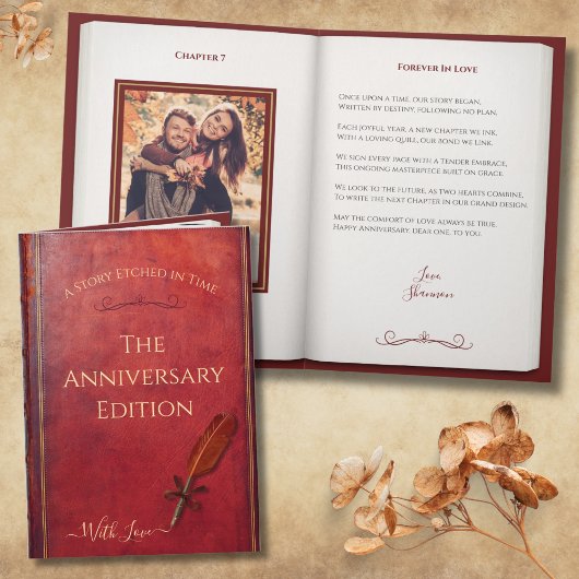 Romantic Anniversary Poem Storybook Couple Photo カード