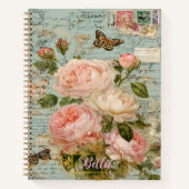 Romantic Antique Blue Floral Junk Journal   ノートブック (正面)