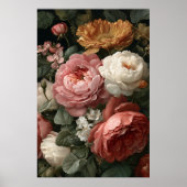 Romantic Antique Dark Moody Floral Art Print  ポスター (正面)