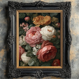 Romantic Antique Dark Moody Floral Art Print  ポスター