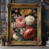 Romantic Antique Dark Moody Floral Art Print  ポスター