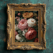 Romantic Antique Dark Moody Floral Art Print  ポスター
