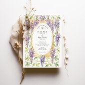 Romantic Art Nouveau Wisteria Gold Wedding 招待状