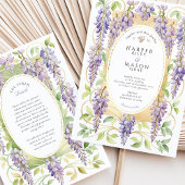 Romantic Art Nouveau Wisteria Gold Wedding 招待状