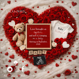 Romantic baby reveal pregnancy announcement card 案内状