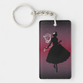 Romantic Ballerina & Rose Silhouette Acrylic– キーホルダー (正面)