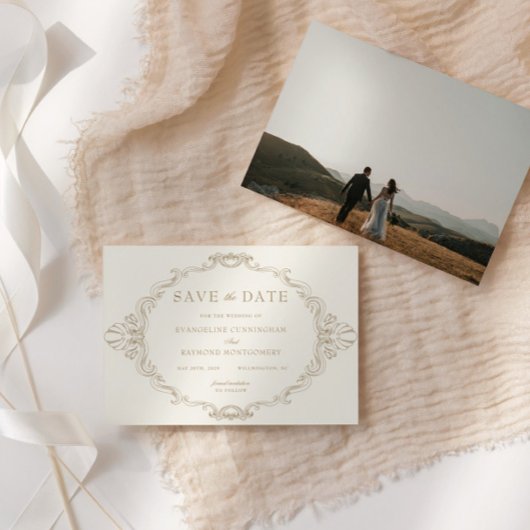 Romantic Baroque Ornate Frame Photo セーブザデート