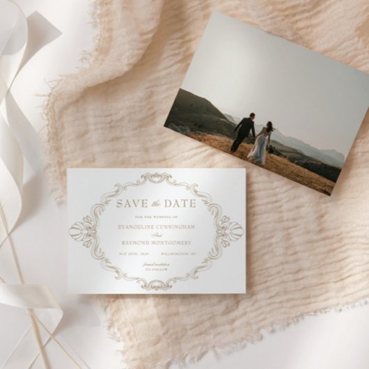 Romantic Baroque Ornate Frame Photo セーブザデート