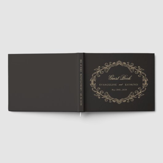 Romantic Baroque Ornate Frame Wedding ゲストブック (全面)