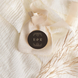 Romantic Baroque Ornate Frame Wedding ラウンドシール