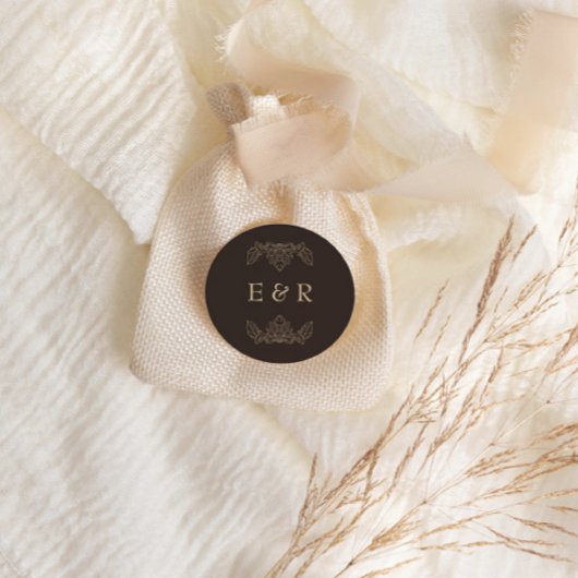 Romantic Baroque Ornate Frame Wedding ラウンドシール