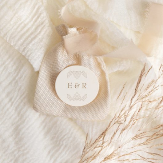 Romantic Baroque Ornate Frame Wedding ラウンドシール