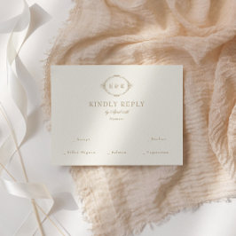 Romantic Baroque Ornate Frame Wedding 出欠カード