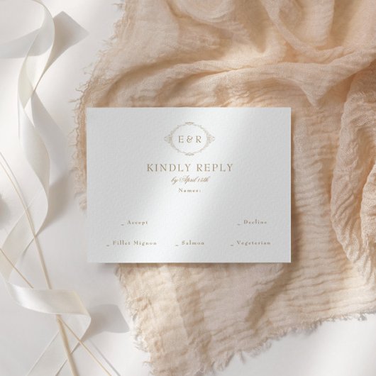 Romantic Baroque Ornate Frame Wedding 出欠カード