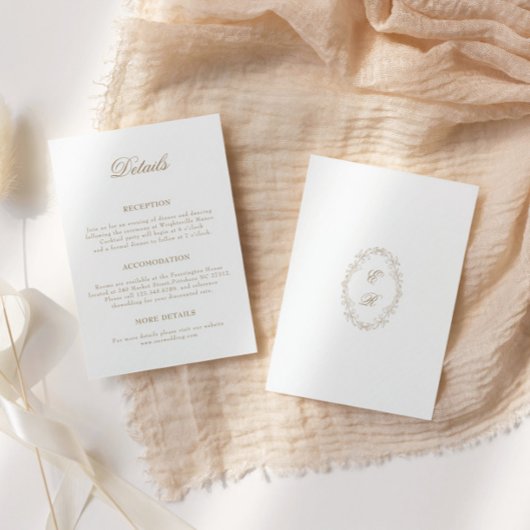 Romantic Baroque Ornate Frame Wedding Details エンクロージャーカード