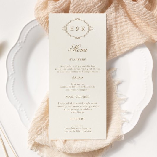 Romantic Baroque Ornate Frame Wedding Invitation メニュー