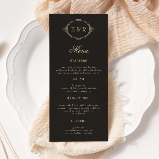 Romantic Baroque Ornate Frame Wedding Menu Card メニュー